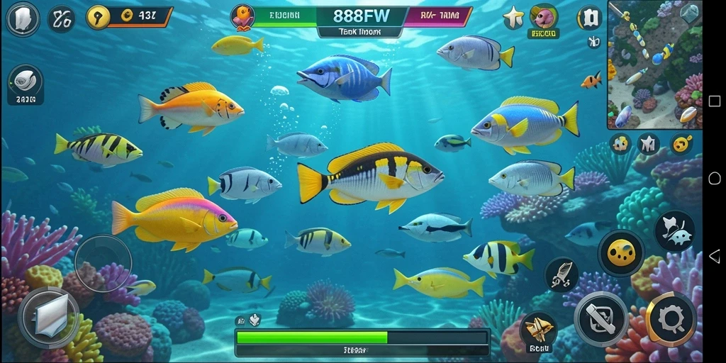 Screenshot menampilkan aksi seru dalam permainan Tembak Ikan.
