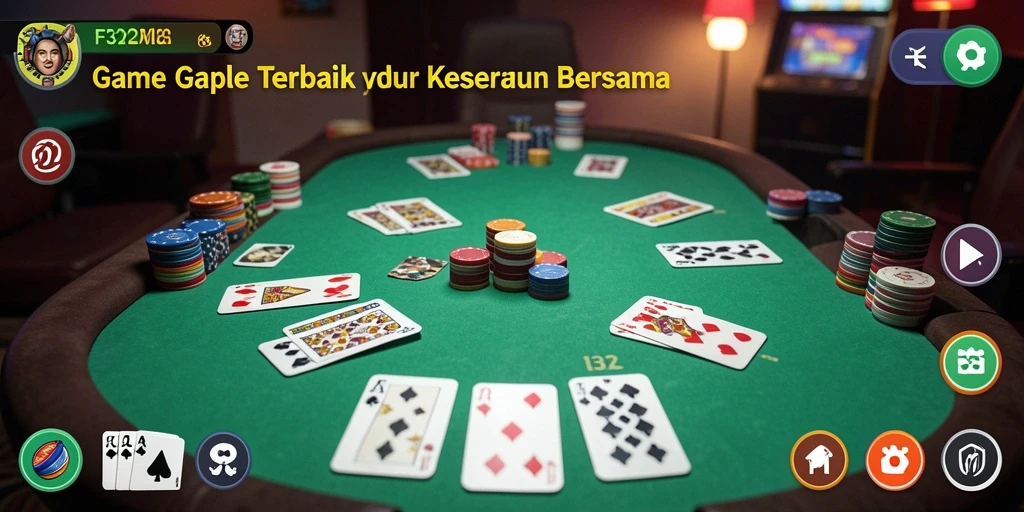 Tampilan gameplay F32 yang menarik dengan suasana Gaple yang seru.