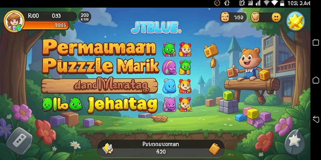 Tangkapan layar JTBLUE menampilkan gameplay seru teka-teki.