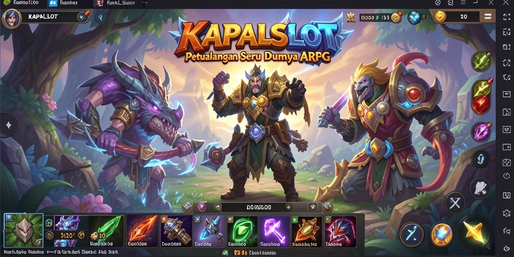 Tampilan gameplay menakjubkan dalam KAPALSLOT dengan aksi ARPG yang seru.