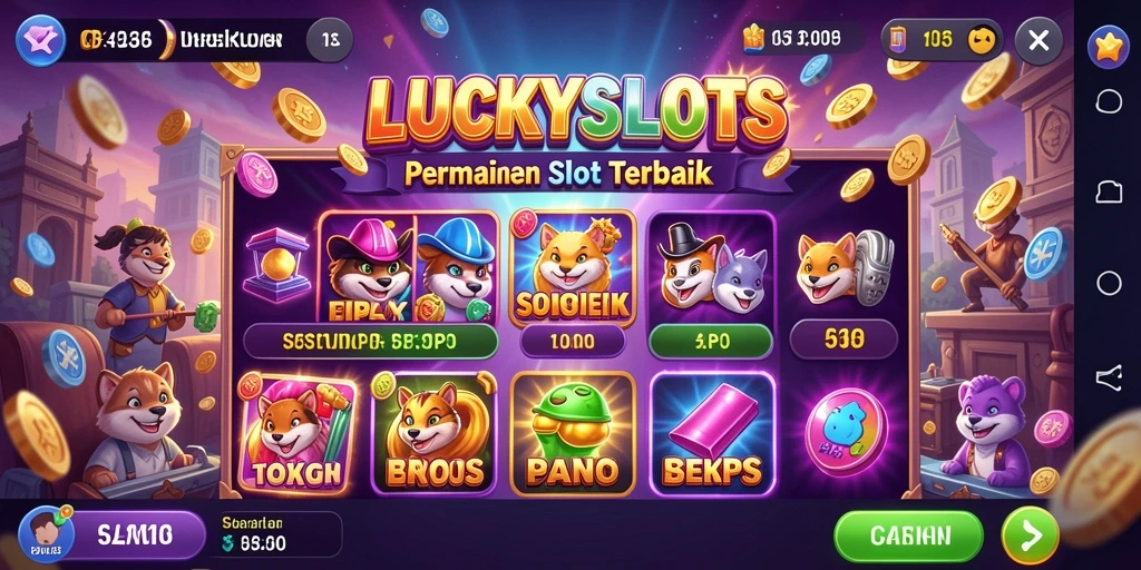 Tampilan gameplay menarik dari LUCKYSLOTS dengan mesin slot yang beragam.