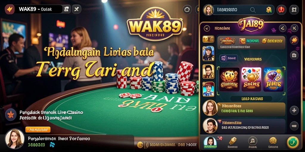 Screenshot gameplay WAK89 menunjukkan dealer profesional dan suasana kasino langsung.